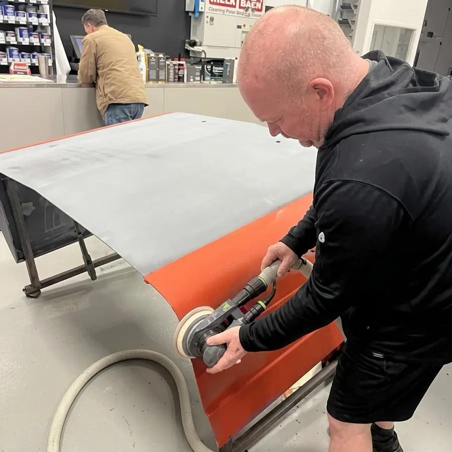 Auto body technician panel sanding carlisle pa at Heritage Collision & Auto Body in Carlisle, PA